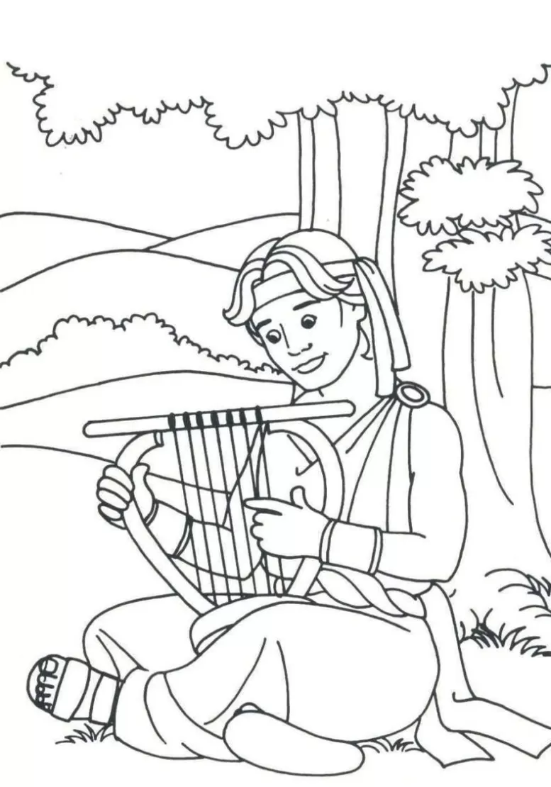 Davi tocando harpa para pintar