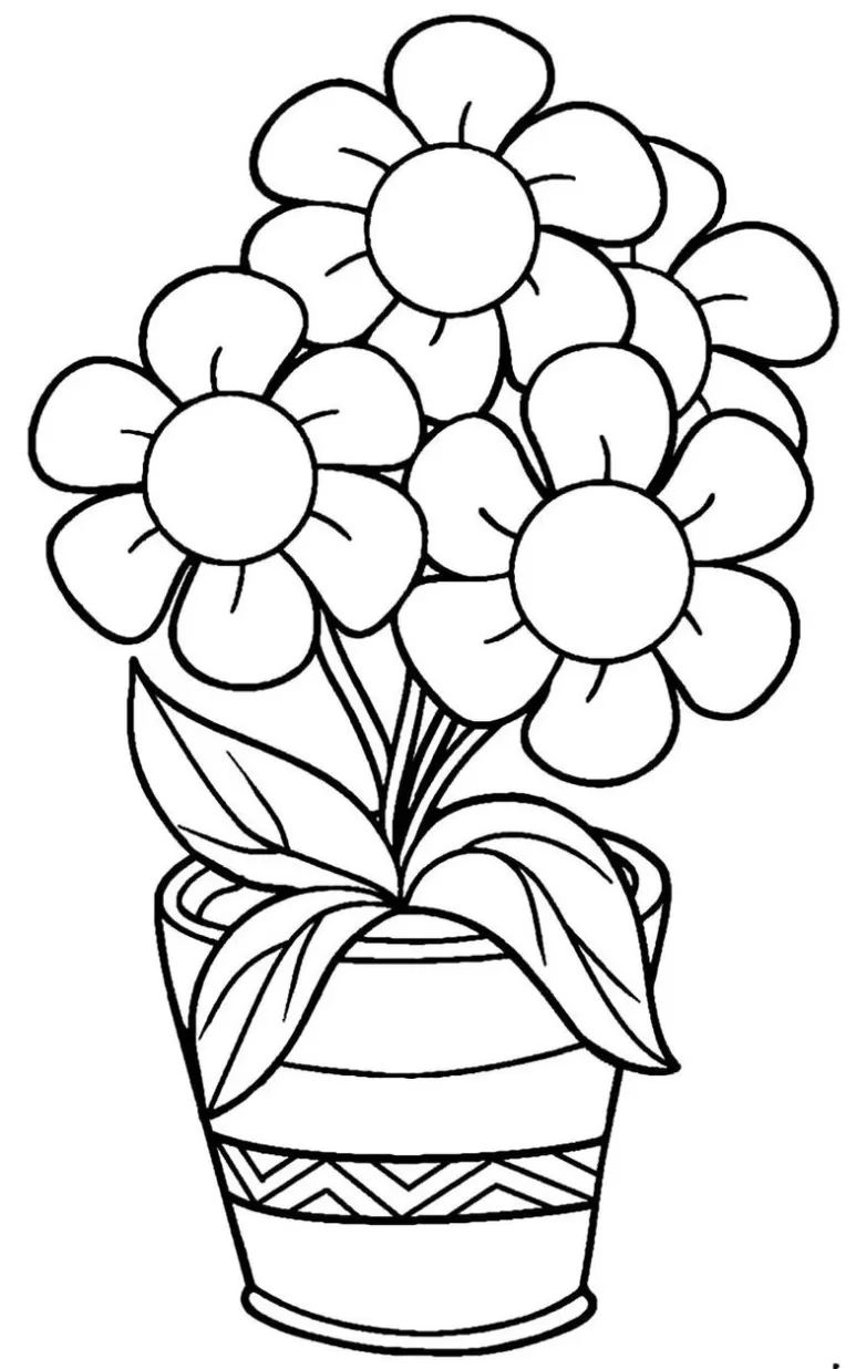 Vaso de flor para colorir