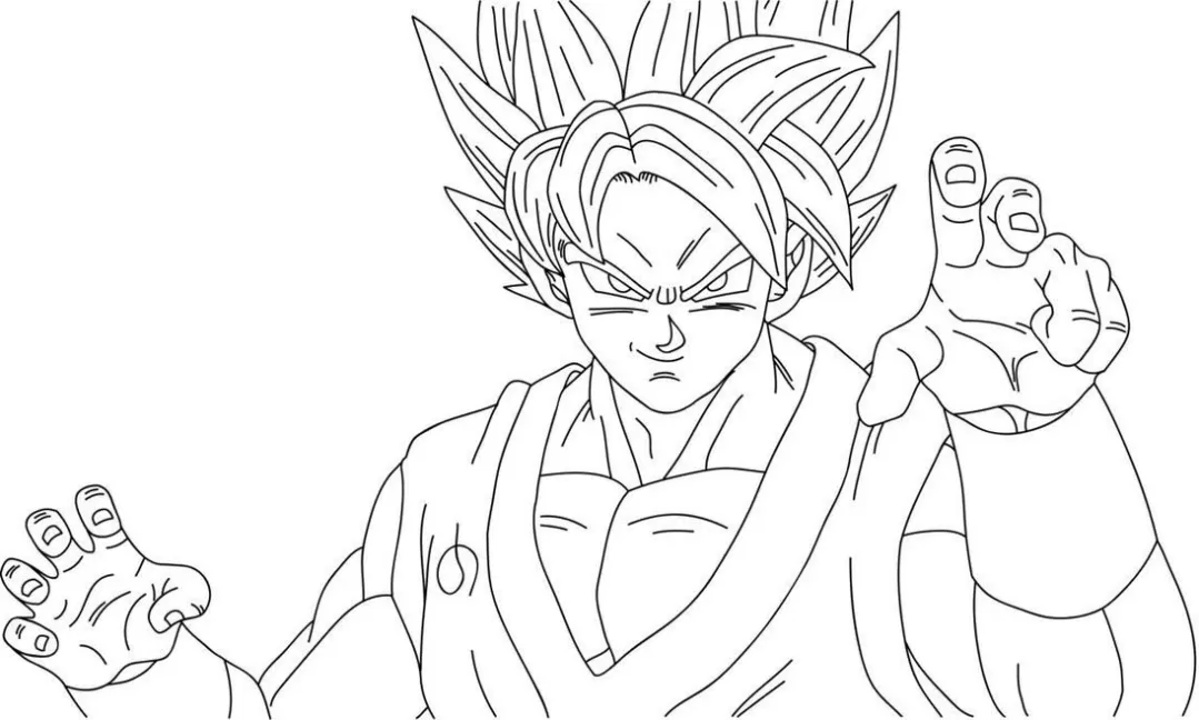 Goku com raiva para colorir