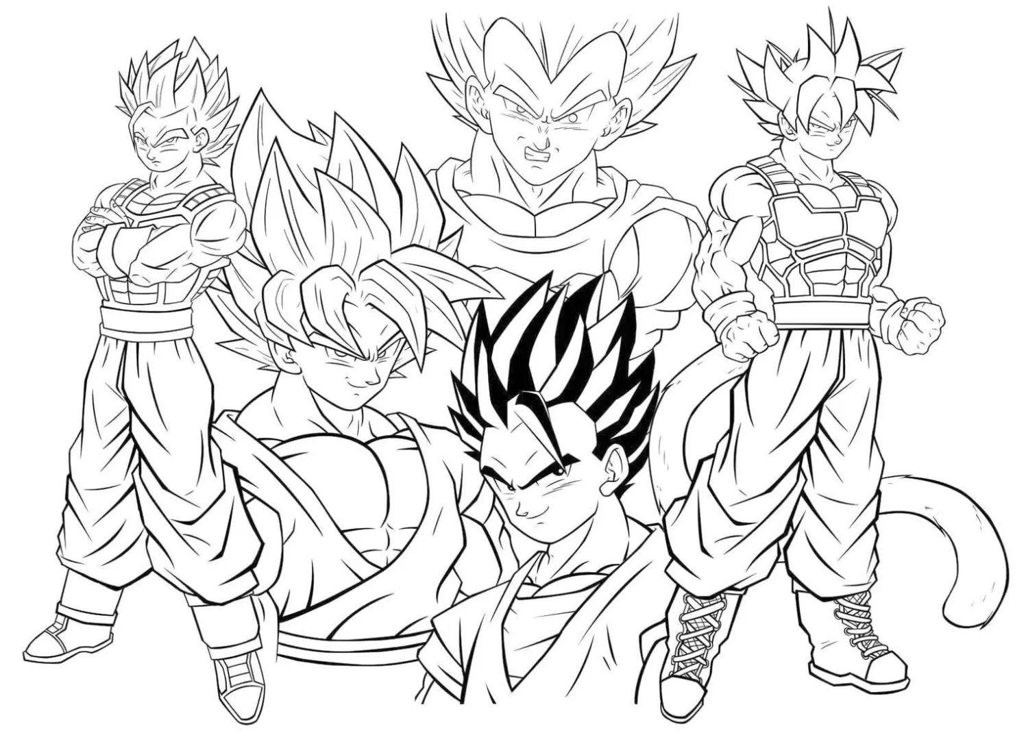 Goku várias faces para pintar e colorir