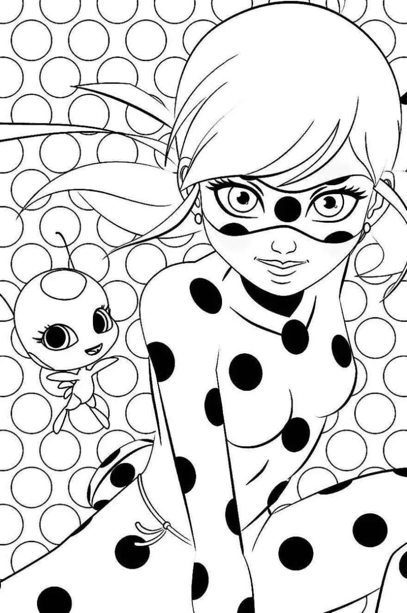 Ladybug e Tikki para colorir