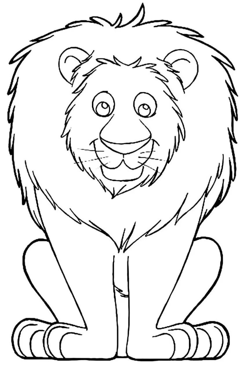 Leão sentado para imprimir e colorir