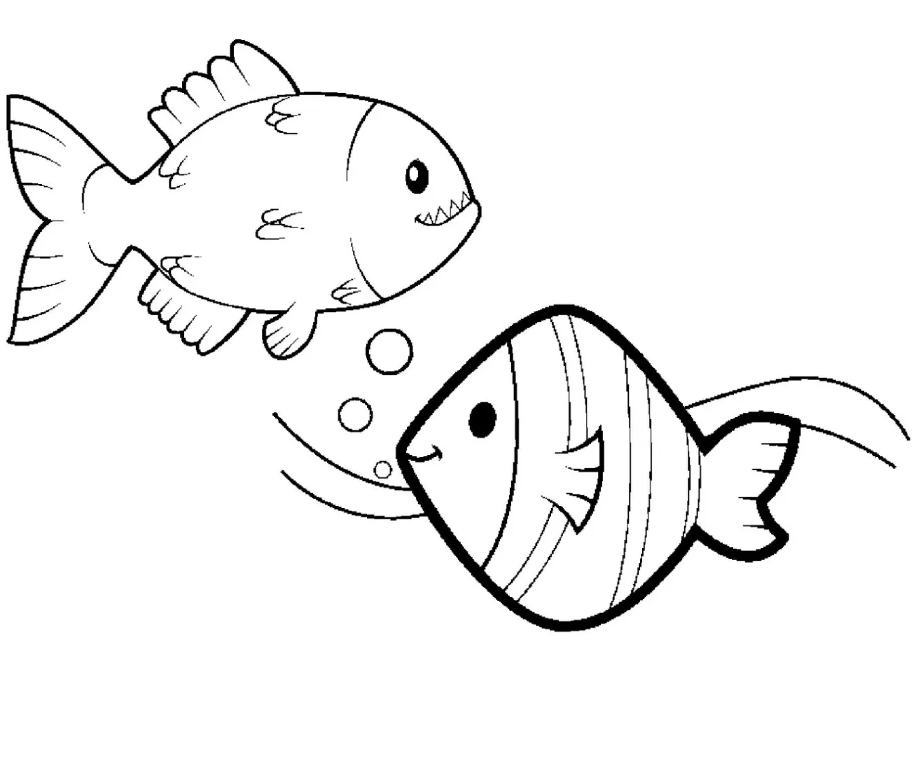 O peixe e a piranha para colorir e pintar