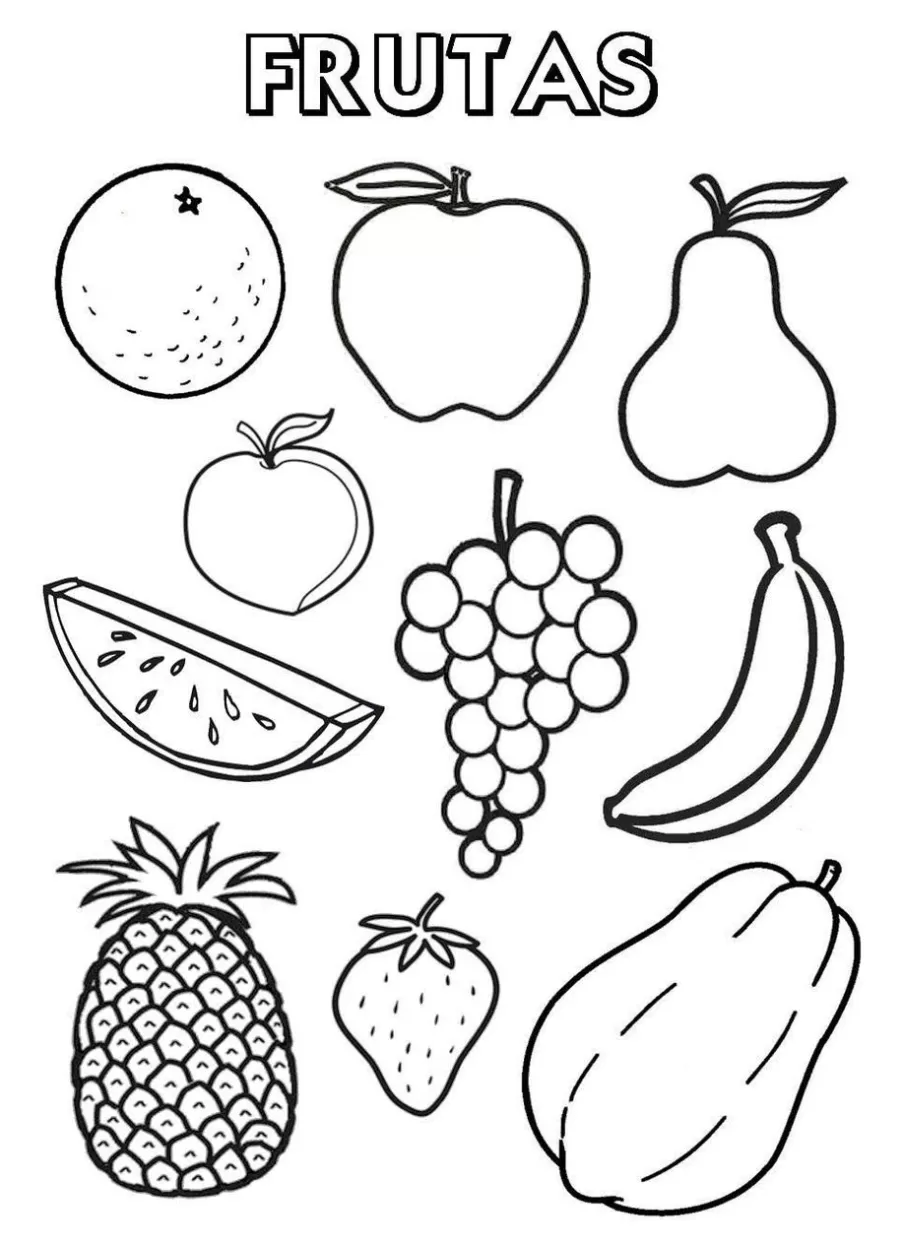 Várias frutas para colorir e pintar