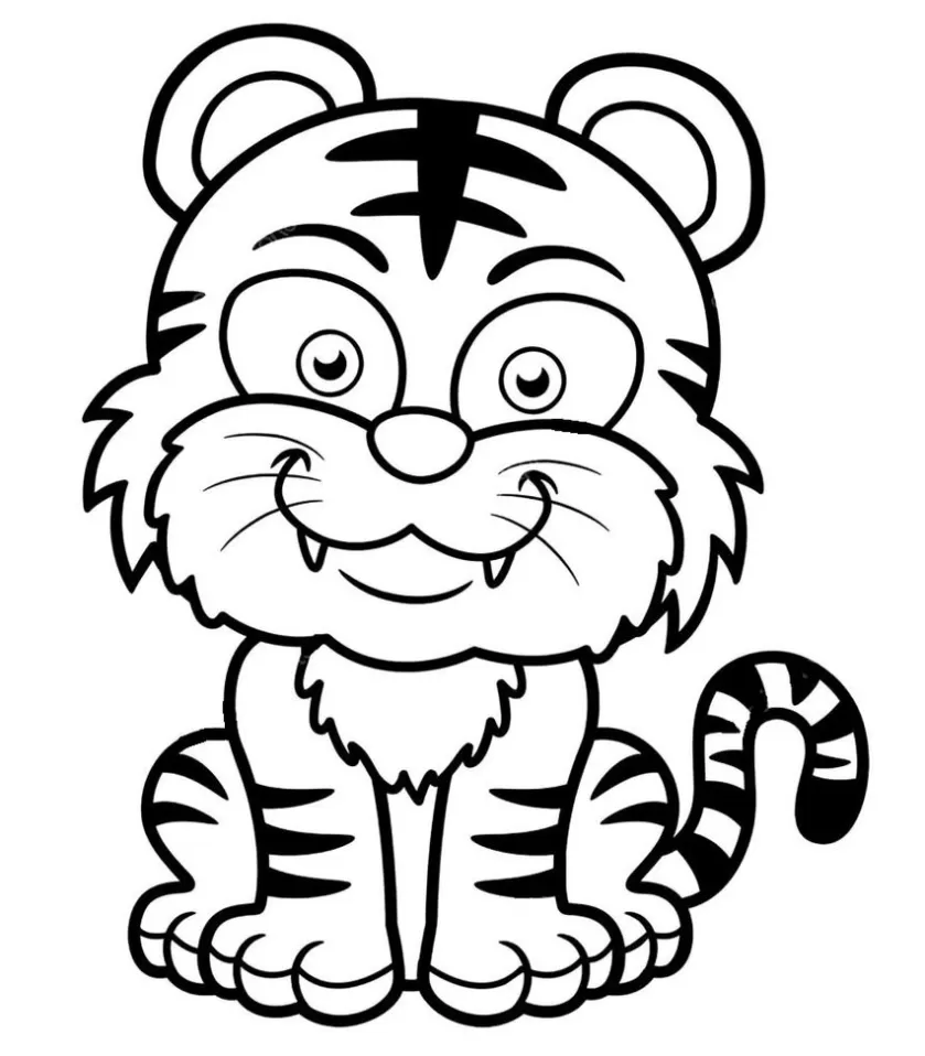 Tigre listrado para colorir e imprimir