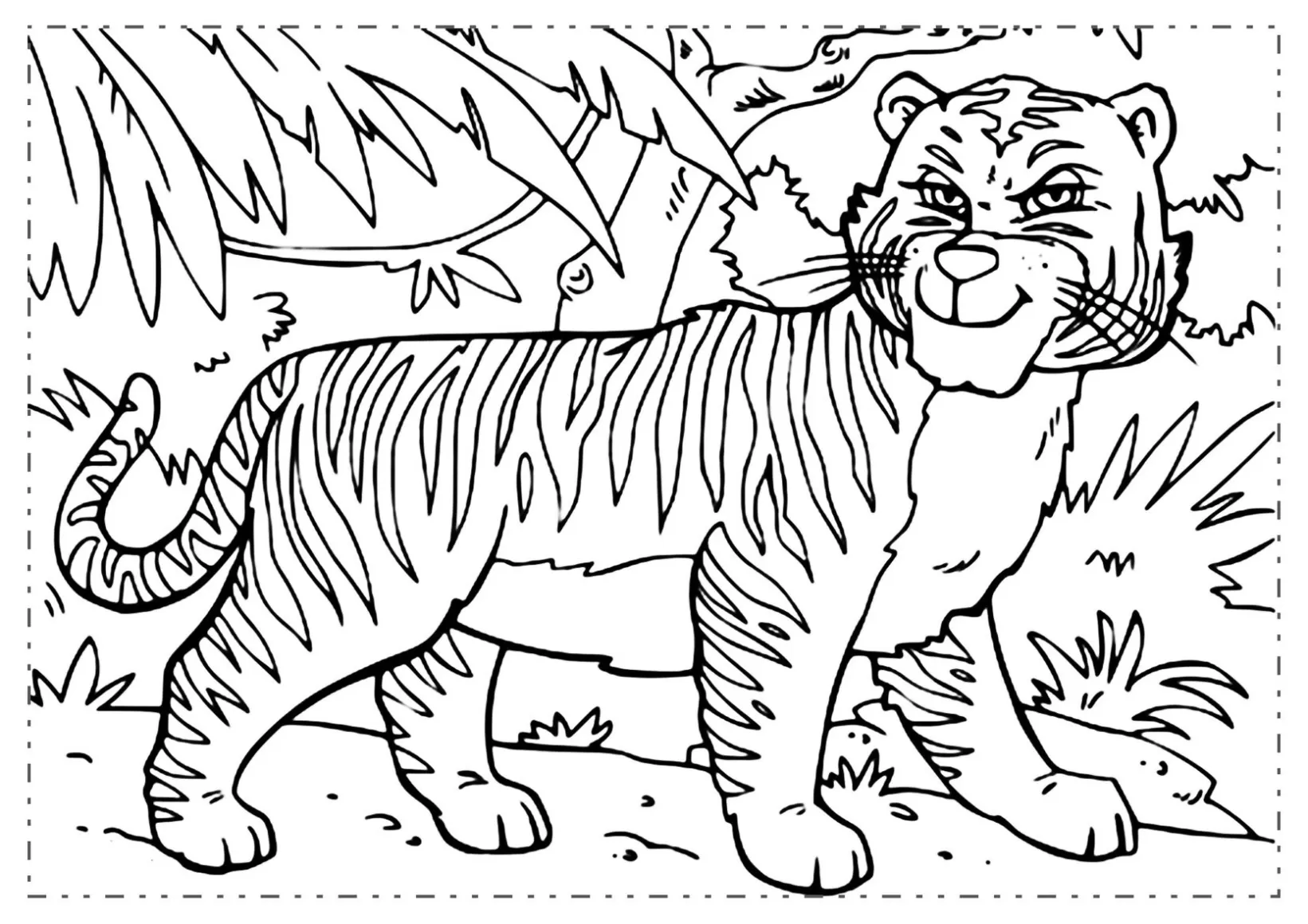 Tigre na natureza para pintar e imprimir