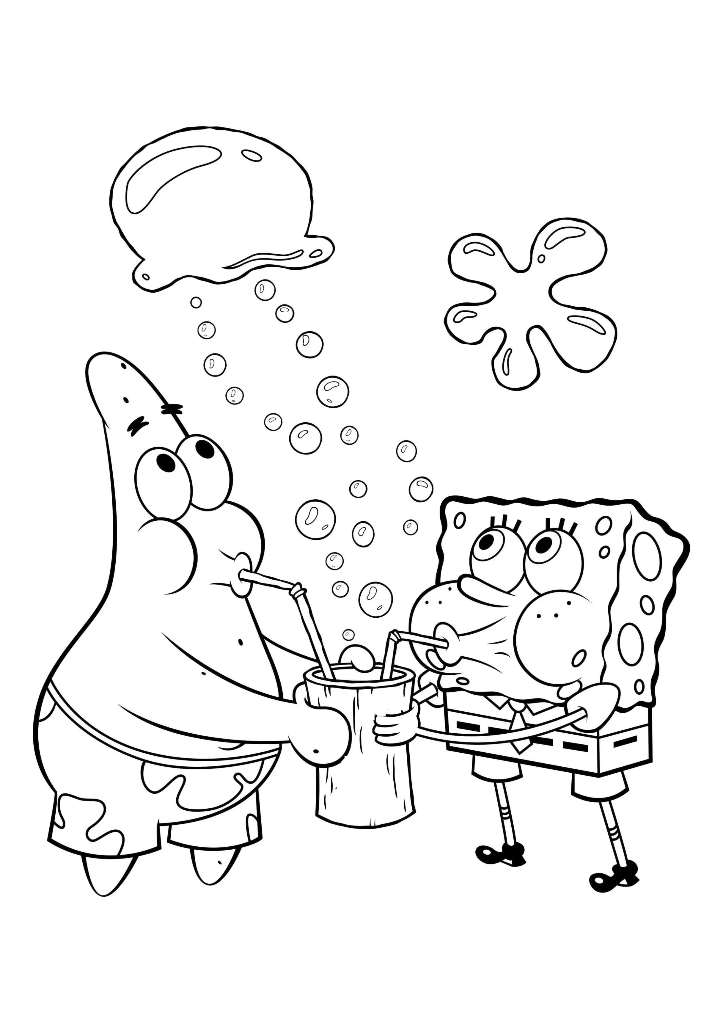 Desenhos Do Bob Esponja para Colorir Fazendo Bolinha de Sabao