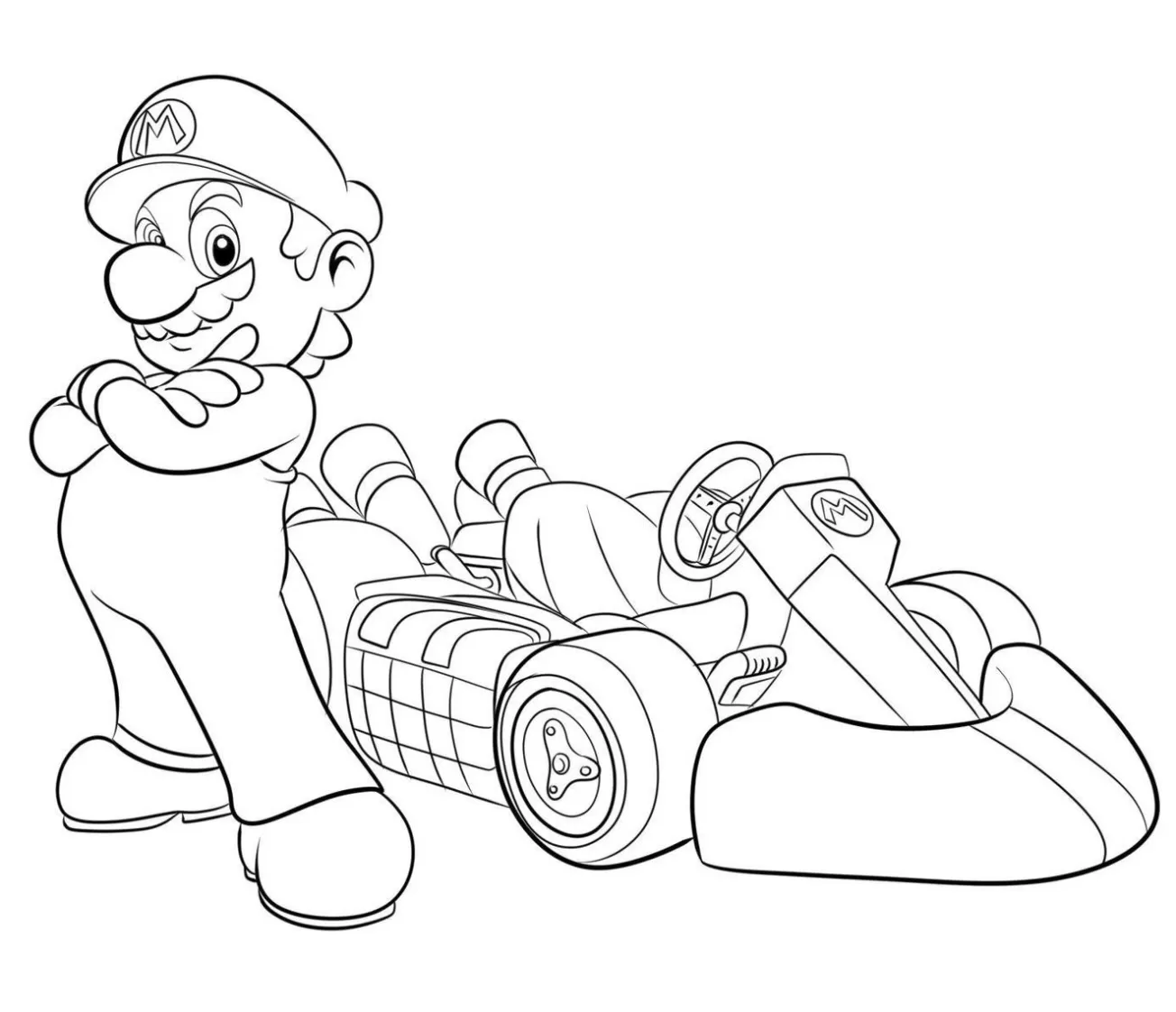 Super Mario para colorir e imprimir Carro do Mario