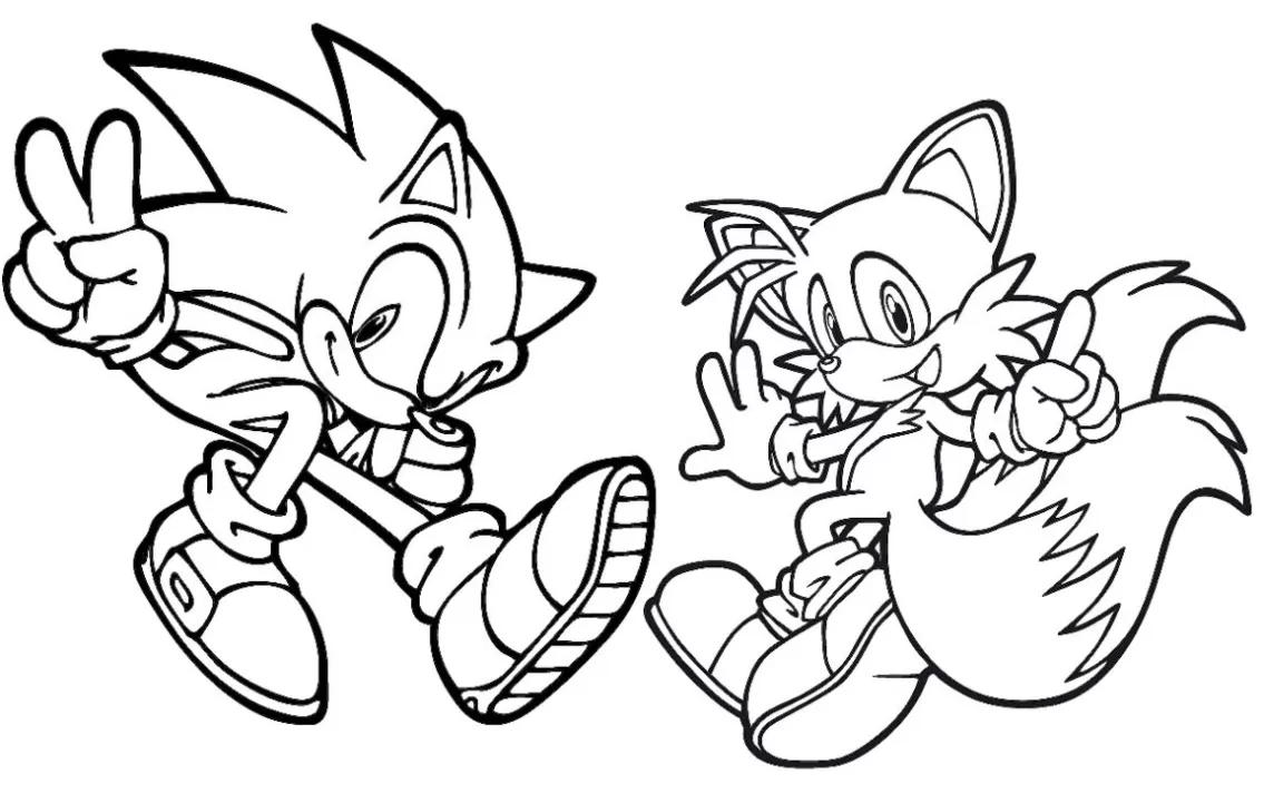 Tails Sonic para colorir e imprimir Amigos