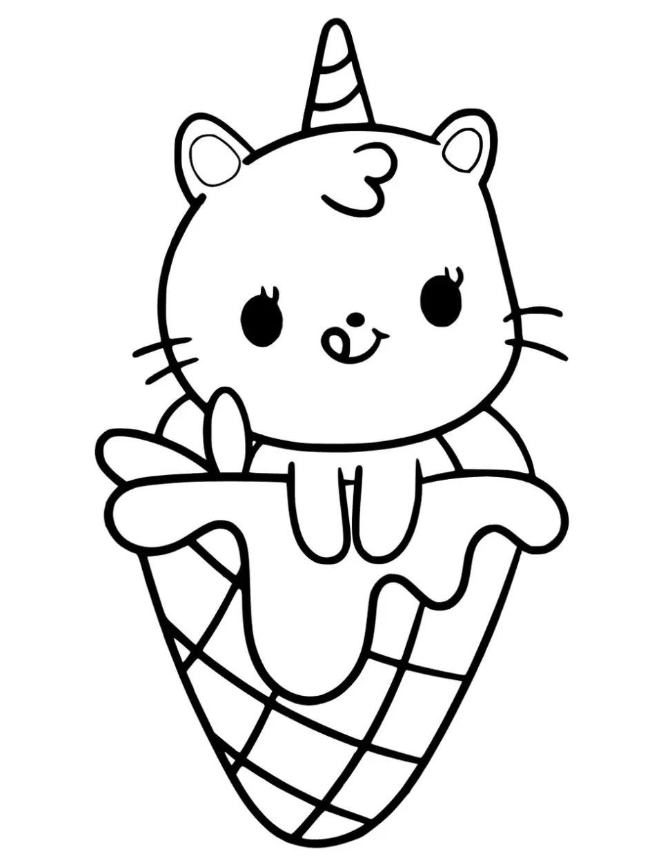 Desenho de Gatinha Kawaii para colorir  Desenhos para colorir e imprimir  gratis