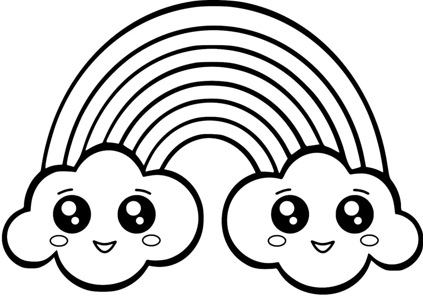 Kawaii da Natureza para colorir e imprimir Arco Íris