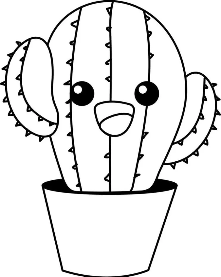 Desenho de cacto kawaii para colorir  Desenhos para colorir e imprimir  gratis