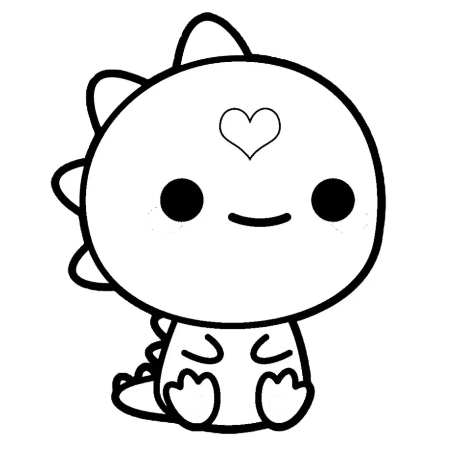 Gatinho dino kawaii para colorir - Imprimir Desenhos