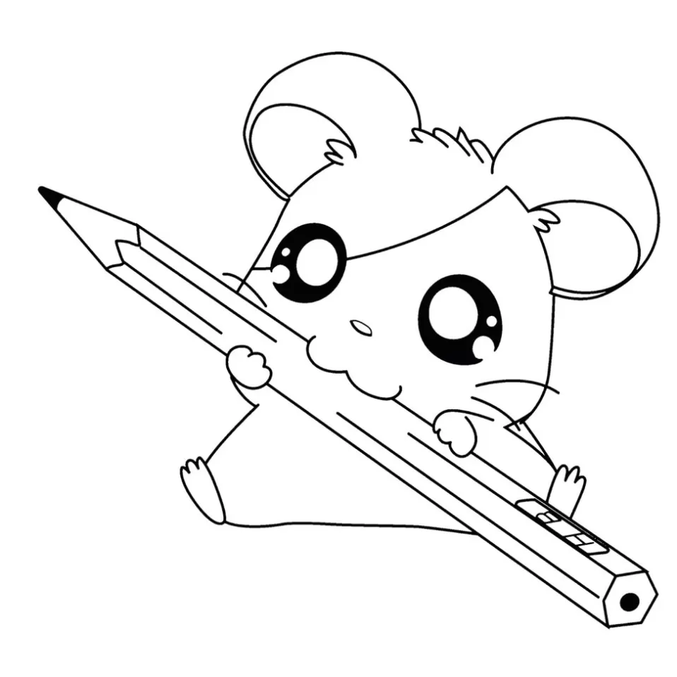 Rato mordendo o lápis para imprimir