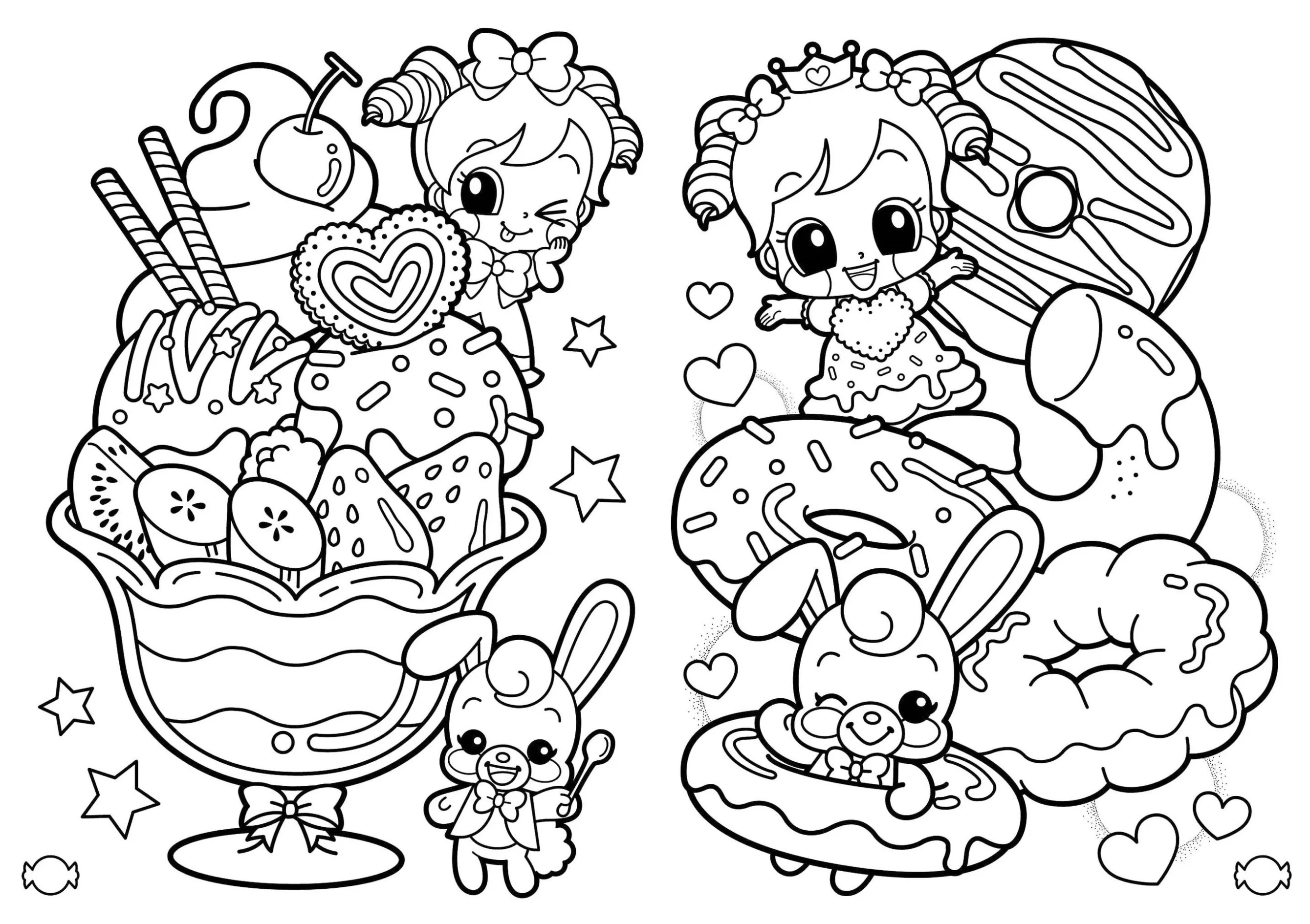 Desenhos Kawaii de Comidas para Colorir Sorvete