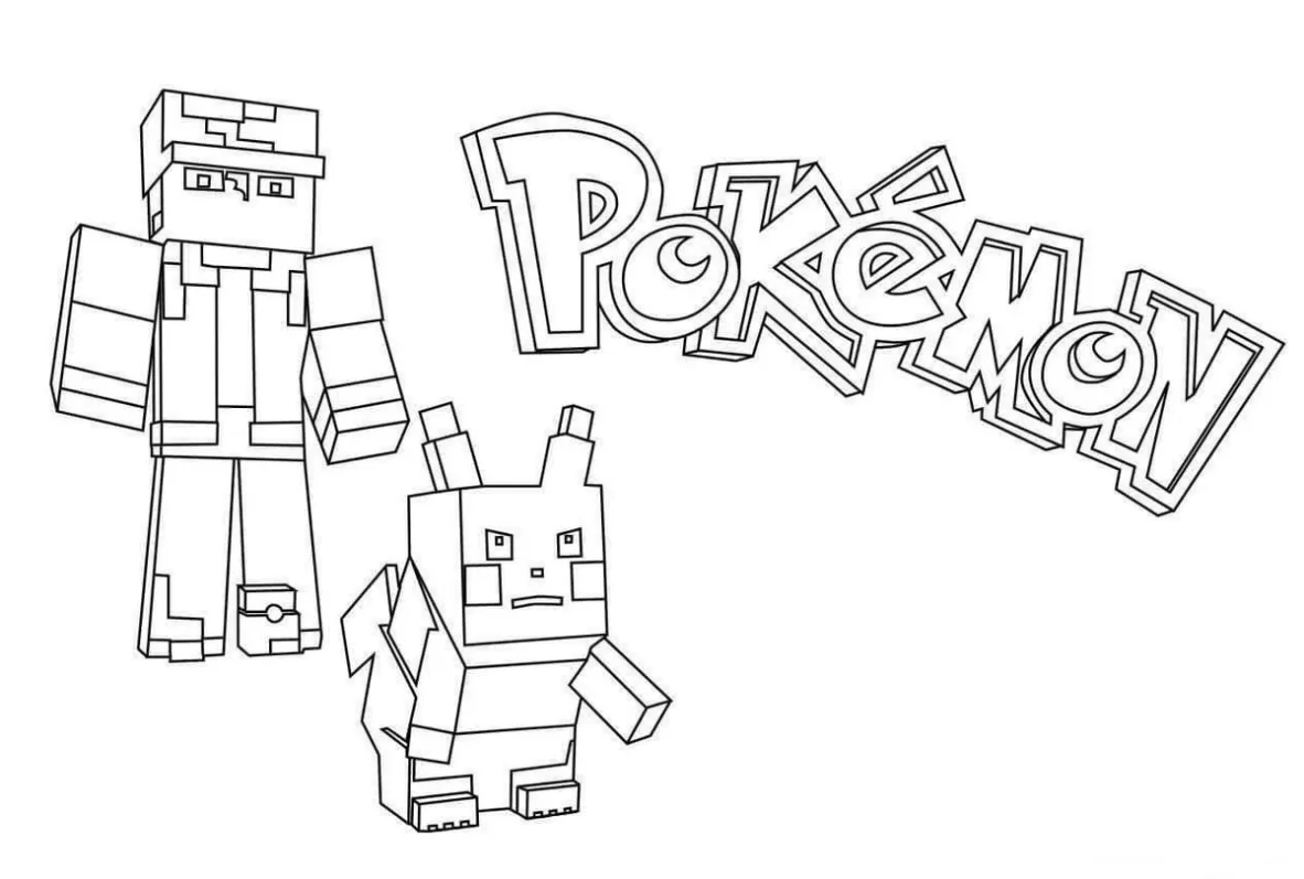 Pikachu minecraft para colorir - Imprimir Desenhos